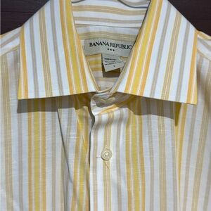 Banana Republic Men's Shirt with Yellow and White Stripes